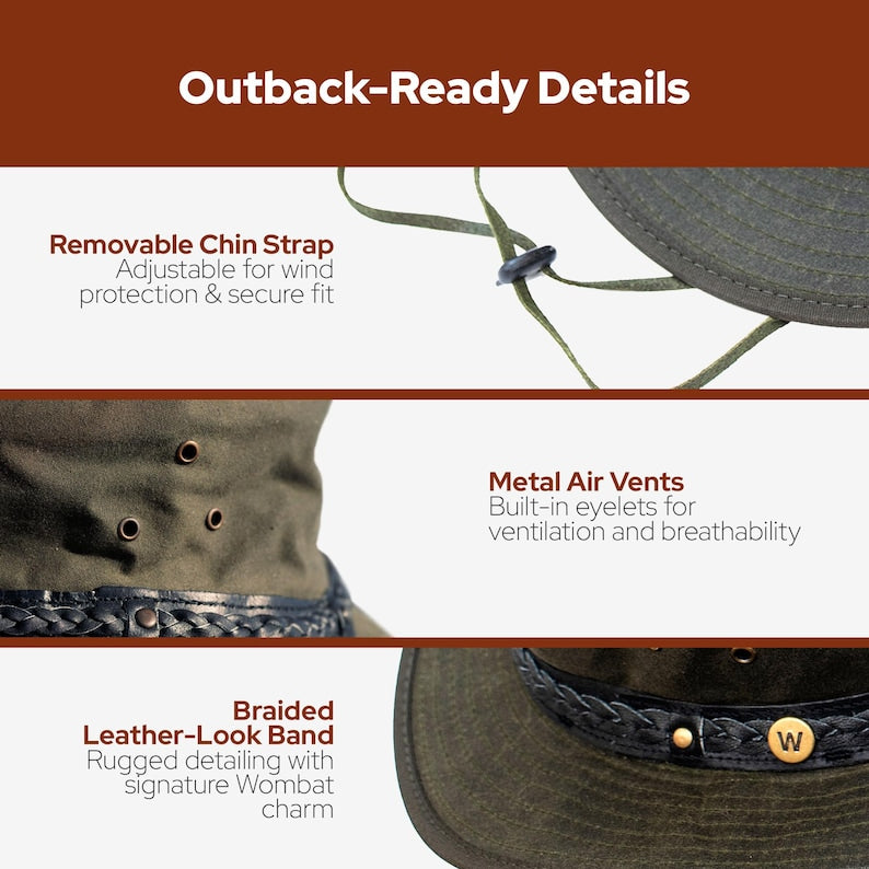 Waxed Canvas Cowboy Hat, Waterproof Outback Hats, UPF 50+ Hiking Australian - Etsy