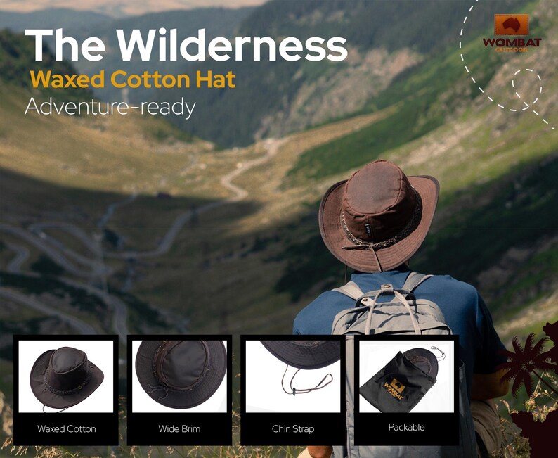 Brown Waxed Cotton Cowboy Hat – Waterproof Outdoor Hat by Wombat