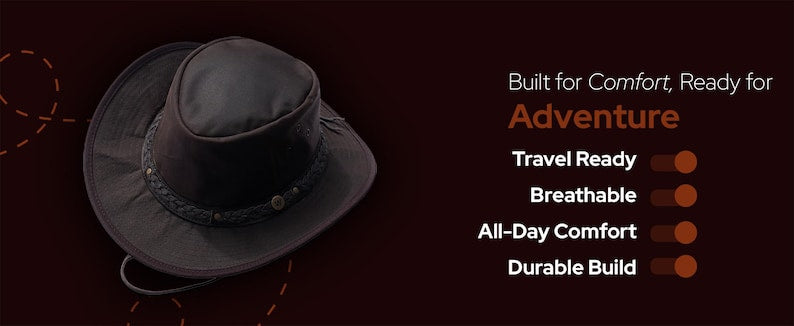 Brown Waxed Cotton Cowboy Hat – Waterproof Outdoor Hat by Wombat