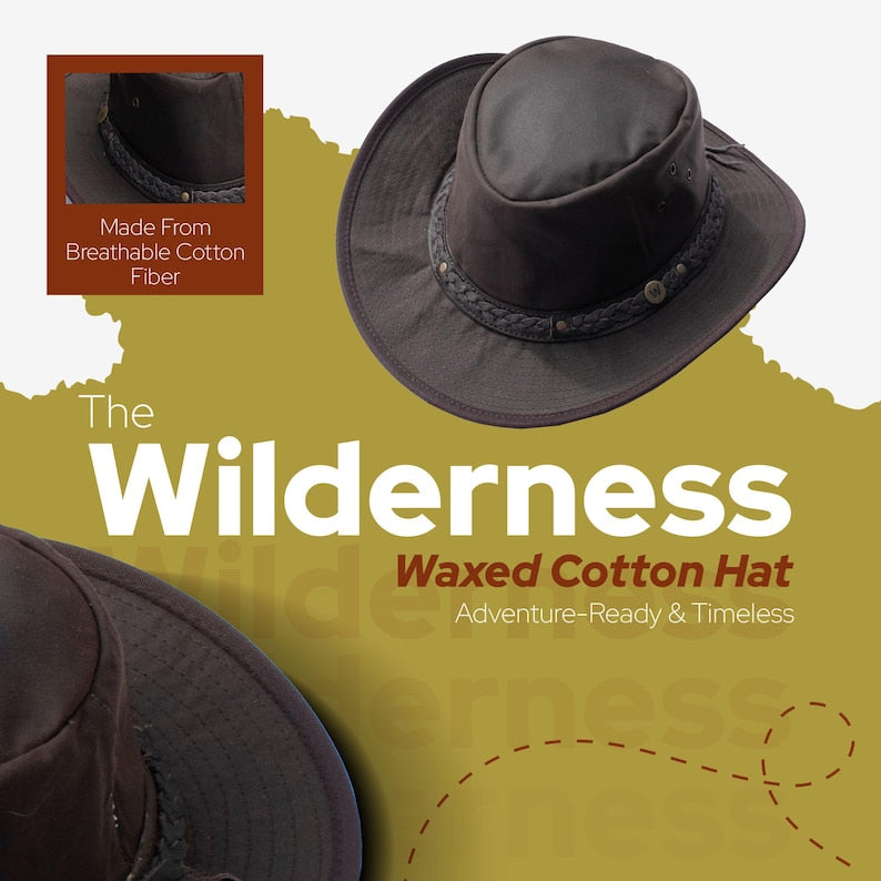 Brown Waxed Cotton Cowboy Hat – Waterproof Outdoor Hat by Wombat