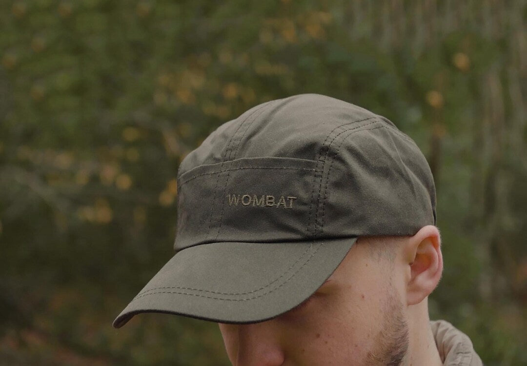 Green Waxed Cotton Baseball Cap – Waterproof Outdoor Hat by Wombat